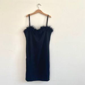 NWOT Black feather dress